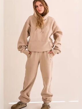 Champion Beige/Tan Hoodie Sweatshirt Set Medium/Small